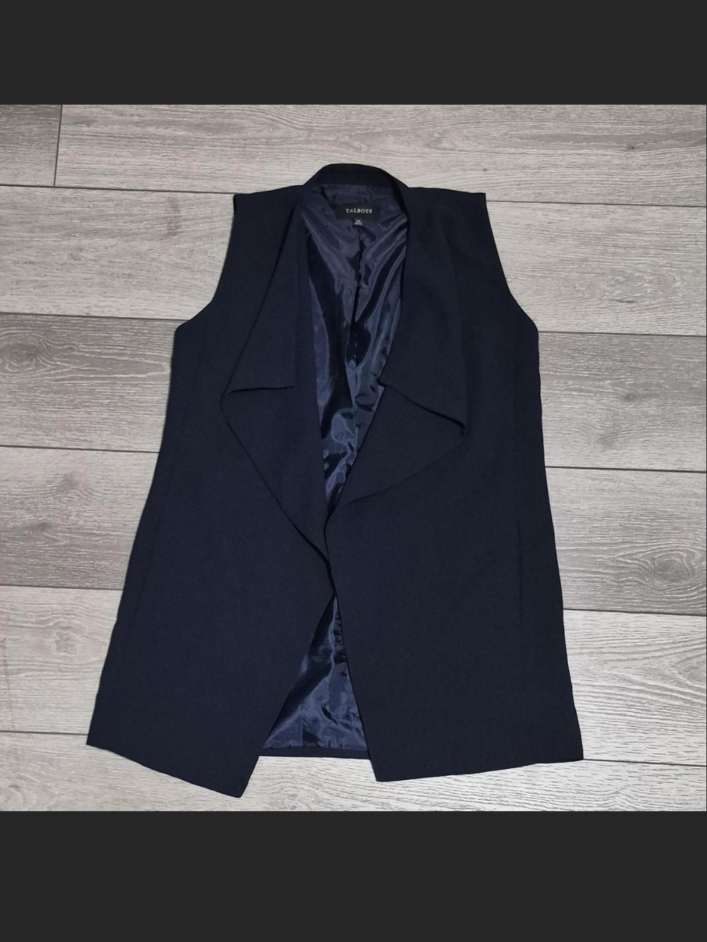 Talbots Navy Draped Open-Front Sleeveless Vest Size XS